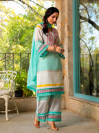 Embroidered & Printed Kurta With Pant & Dupatta Premium, Multicolor - Hiral Fashion - Distacart