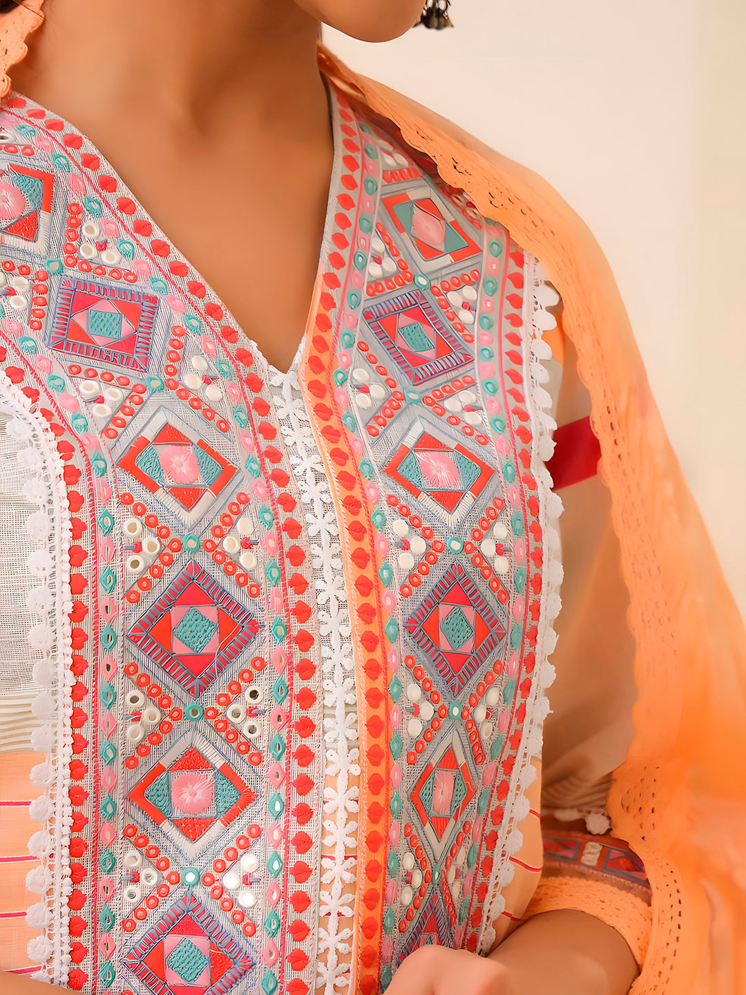 Embroidered & Printed Kurta With Pant & Dupatta Premium, Multicolor - Hiral Fashion - Distacart