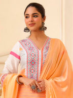 Embroidered & Printed Kurta With Pant & Dupatta Premium, Multicolor - Hiral Fashion - Distacart