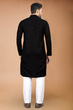 Neera Trendz Black Rayon Schiffli Work Men's Kurta With Pyjama