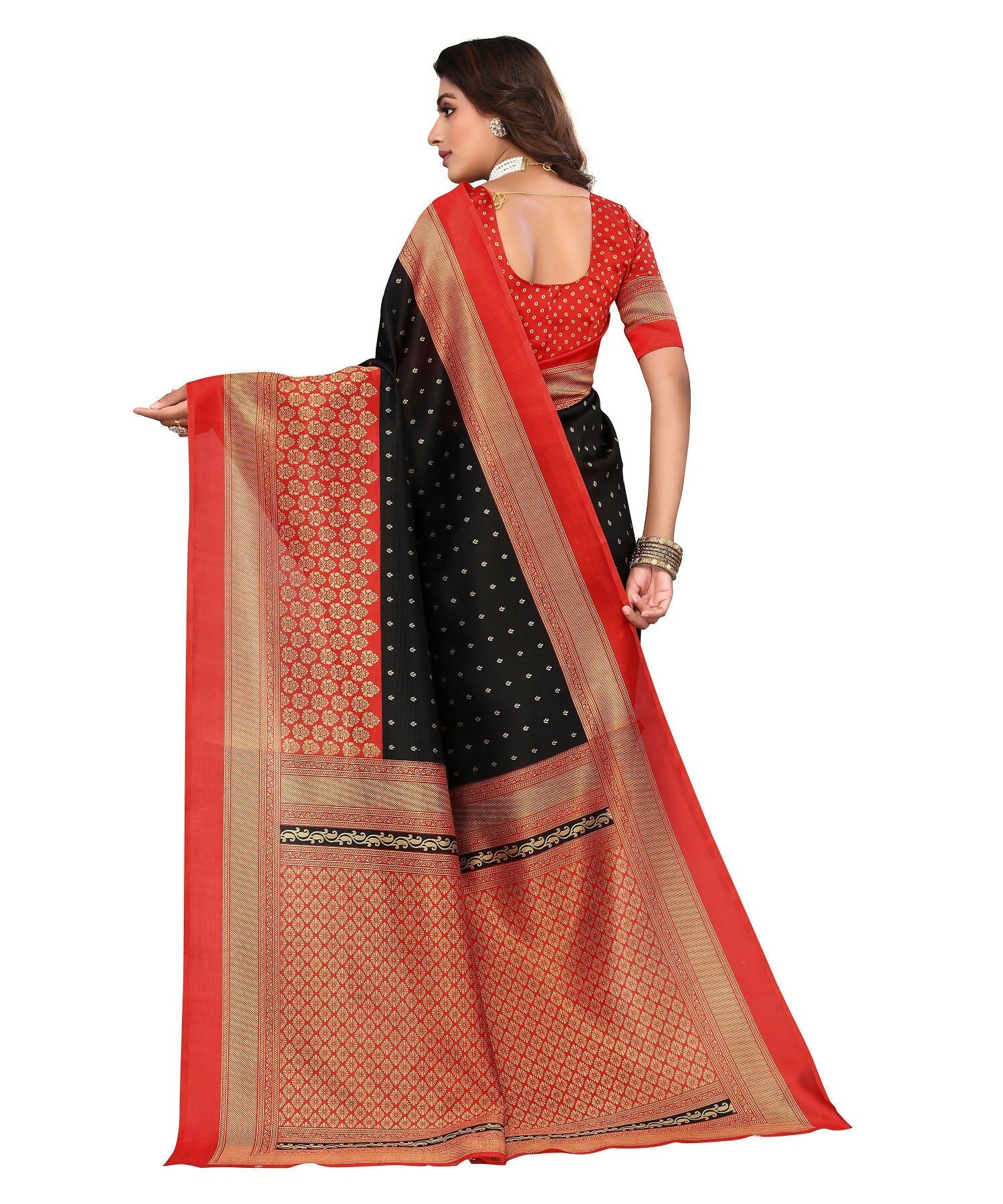 Vamika Black Printed Art Silk Saree
