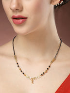 NVR Women's Set of 5 Gold-Polished Black Beaded Mangalsutra - Distacart