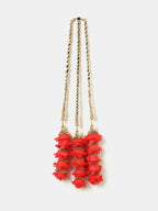 Ruby Raang Gold Gota Pati Work And Red Rosses With Black Thread & Golden Stones - Distacart