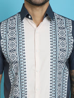 Indian Needle Men's Printed Half Sleeve Lycra Shirt - Charcoal