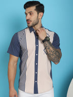 Indian Needle Men's Printed Half Sleeve Lycra Shirt - Cream