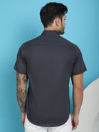 Indian Needle Men's Printed Half Sleeve Lycra Shirt - Grey