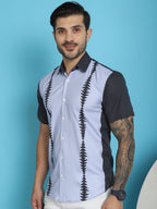 Indian Needle Men's Printed Half Sleeve Lycra Shirt - Sky Blue