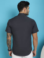 Indian Needle Men's Printed Half Sleeve Lycra Shirt - Sky Blue