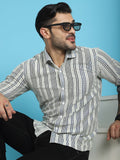 Indian Needle Men's Woven Design Cotton Shirt - Blue