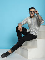 Indian Needle Men's Woven Design Cotton Shirt - Blue