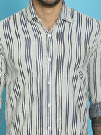 Indian Needle Men's Woven Design Cotton Shirt - Blue
