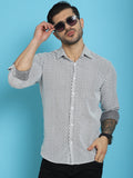 Indian Needle Men's Woven Design Cotton Shirt - White
