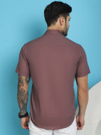Indian Needle Men's Printed Half Sleeve Lycra Shirt - Magenta