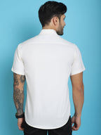 Indian Needle Men's Printed Half Sleeve Lycra Shirt - White