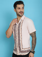 Indian Needle Men's Printed Half Sleeve Lycra Shirt - Pink