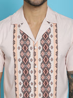 Indian Needle Men's Printed Half Sleeve Lycra Shirt - Pink
