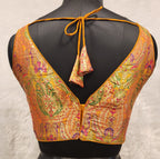 Kia Fashions Mustard Yellow Multi Color Weave Readymade Blouse