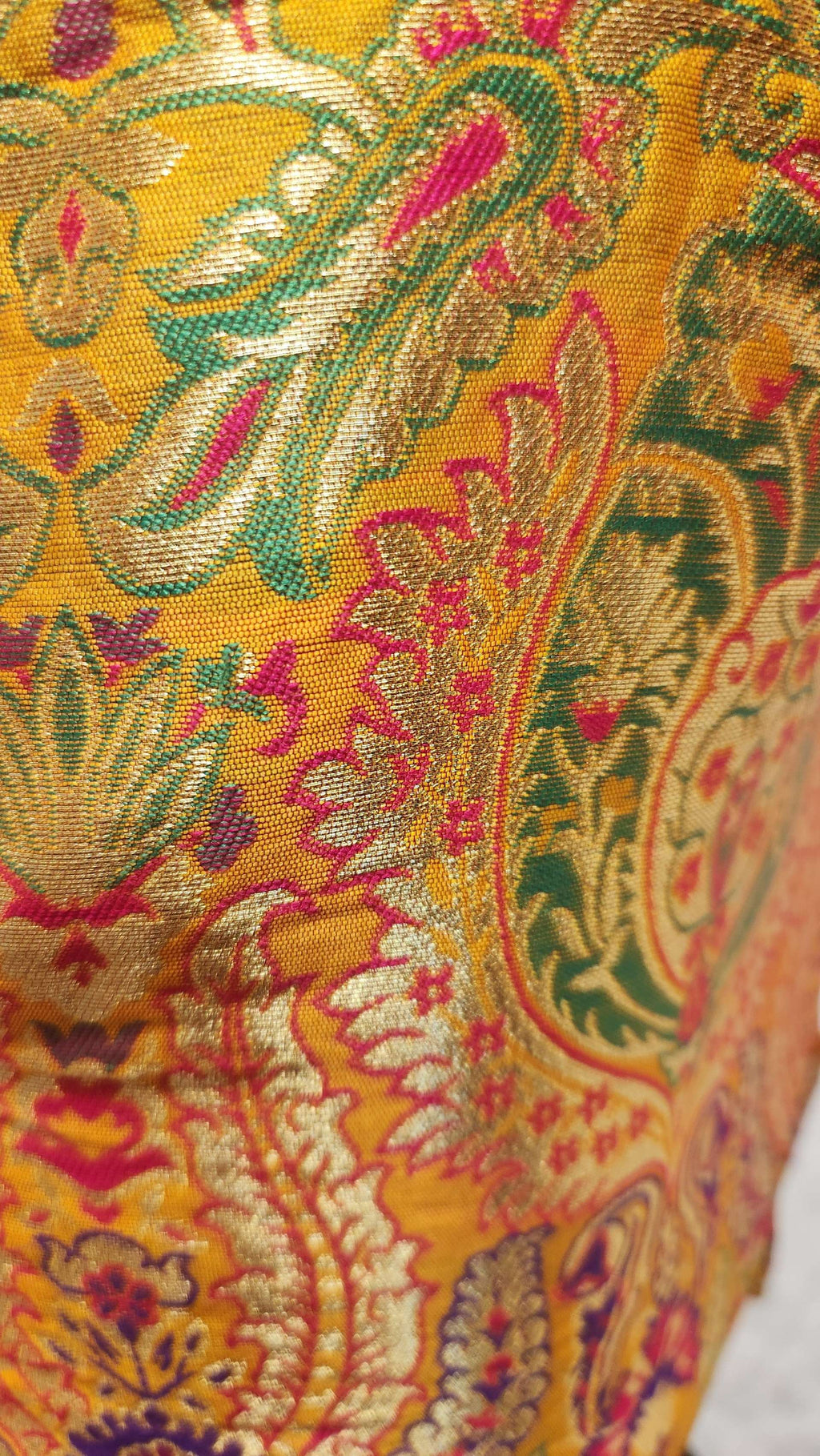 Kia Fashions Mustard Yellow Multi Color Weave Readymade Blouse