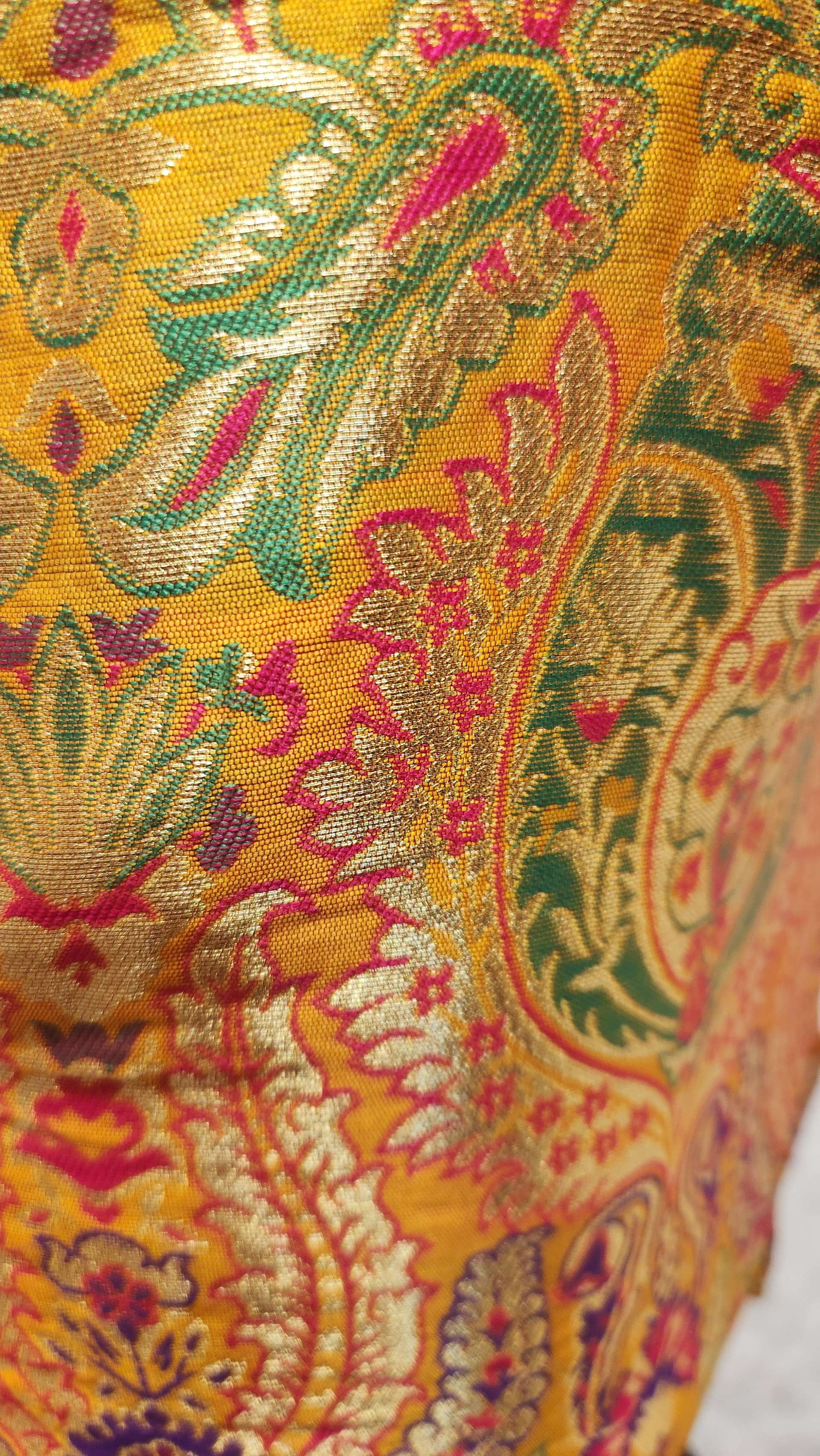 Kia Fashions Mustard Yellow Multi Color Weave Readymade Blouse