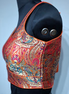 Kia Fashions Orange Multi Color Weave Readymade Blouse - Distacart