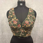 Kia Fashions Bottle Green Georgette Multi Color Emb & Sqn Readymade Blouse - Distacart