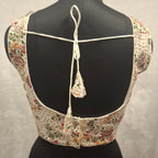 Kia Fashions White Georgette Multi Color Emb & Sqn Readymade Blouse