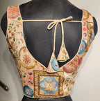 Kia Fashions Peach Sequins & Zari Embroidered Readymade Blouse - Distacart
