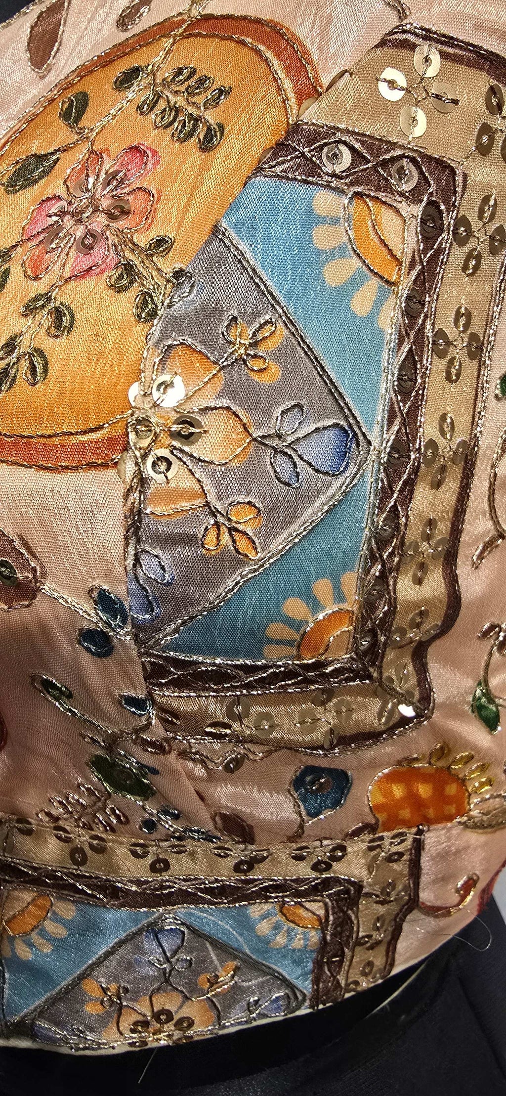 Kia Fashions Peach Sequins & Zari Embroidered Readymade Blouse - Distacart