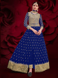 Myra Royal Blue Heavy Embroidered Pant Style Anarkali Suit