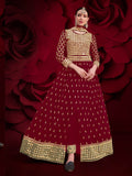 Myra Maroon Heavy Embroidered Pant Style Anarkali Suit