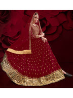 Myra Maroon Heavy Embroidered Pant Style Anarkali Suit