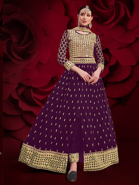 Myra Violet Heavy Embroidered Pant Style Anarkali Suit