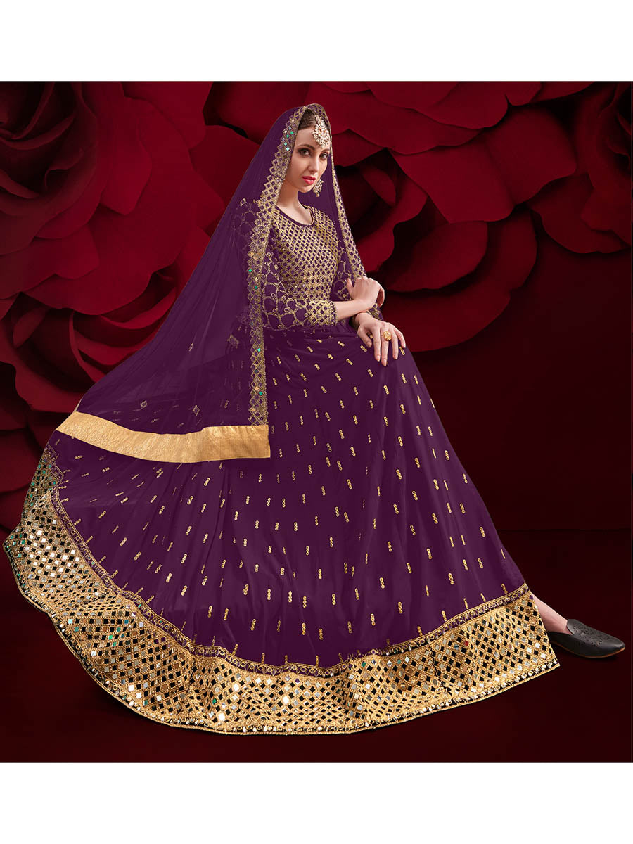Myra Violet Heavy Embroidered Pant Style Anarkali Suit