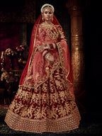 Myra Red Heavy Embroidered Bridal Designer Lehenga