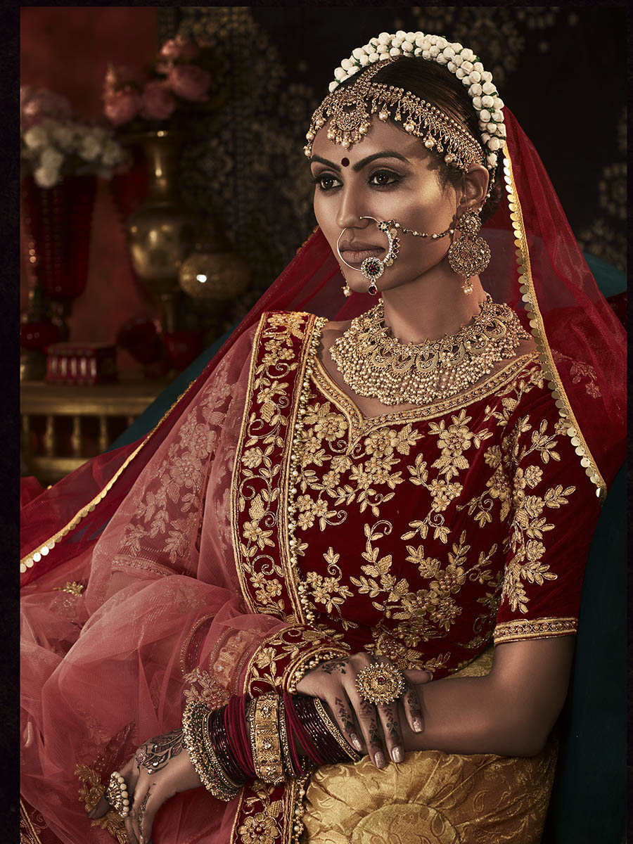 Myra Red Heavy Embroidered Bridal Designer Lehenga