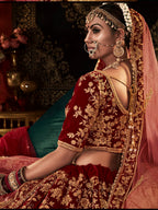 Myra Red Heavy Embroidered Bridal Designer Lehenga
