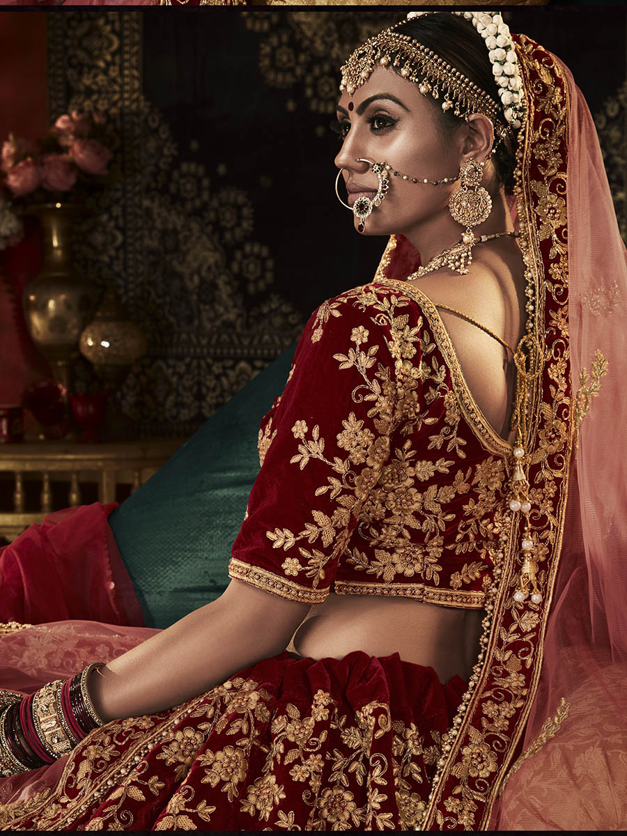 Myra Red Heavy Embroidered Bridal Designer Lehenga