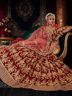 Myra Red Heavy Embroidered Bridal Designer Lehenga