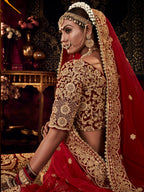 Myra Red Heavy Embroidered Bridal Designer Lehenga
