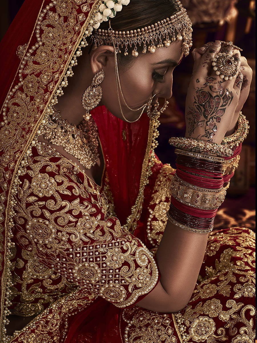 Myra Red Heavy Embroidered Bridal Designer Lehenga