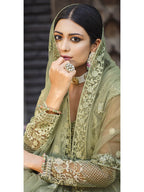 Myra Dusty Beige Butterfly Net Heavy Embroidered Designer Anarkali Suit
