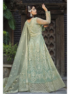 Myra Dusty Pista Butterfly Net Heavy Embroidered Designer Anarkali Suit