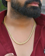 VOJ Gold-Polished Designer V Shaped Chain For Men