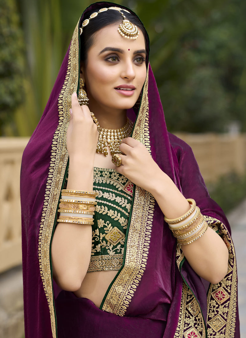 Vegaa Fashion Wine Georgette Embroidered Wedding Wear Saree - Distacart
