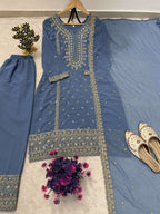 Teeya Creation Lavender Color Faux Georgette Embroidery Work Party Wear Salwar Suit - Distacart