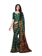 Vamika Black & Green Desinger China Chifon With Piping And Lace Saree