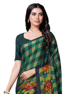 Vamika Black & Green Desinger China Chifon With Piping And Lace Saree