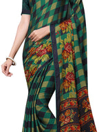 Vamika Black & Green Desinger China Chifon With Piping And Lace Saree