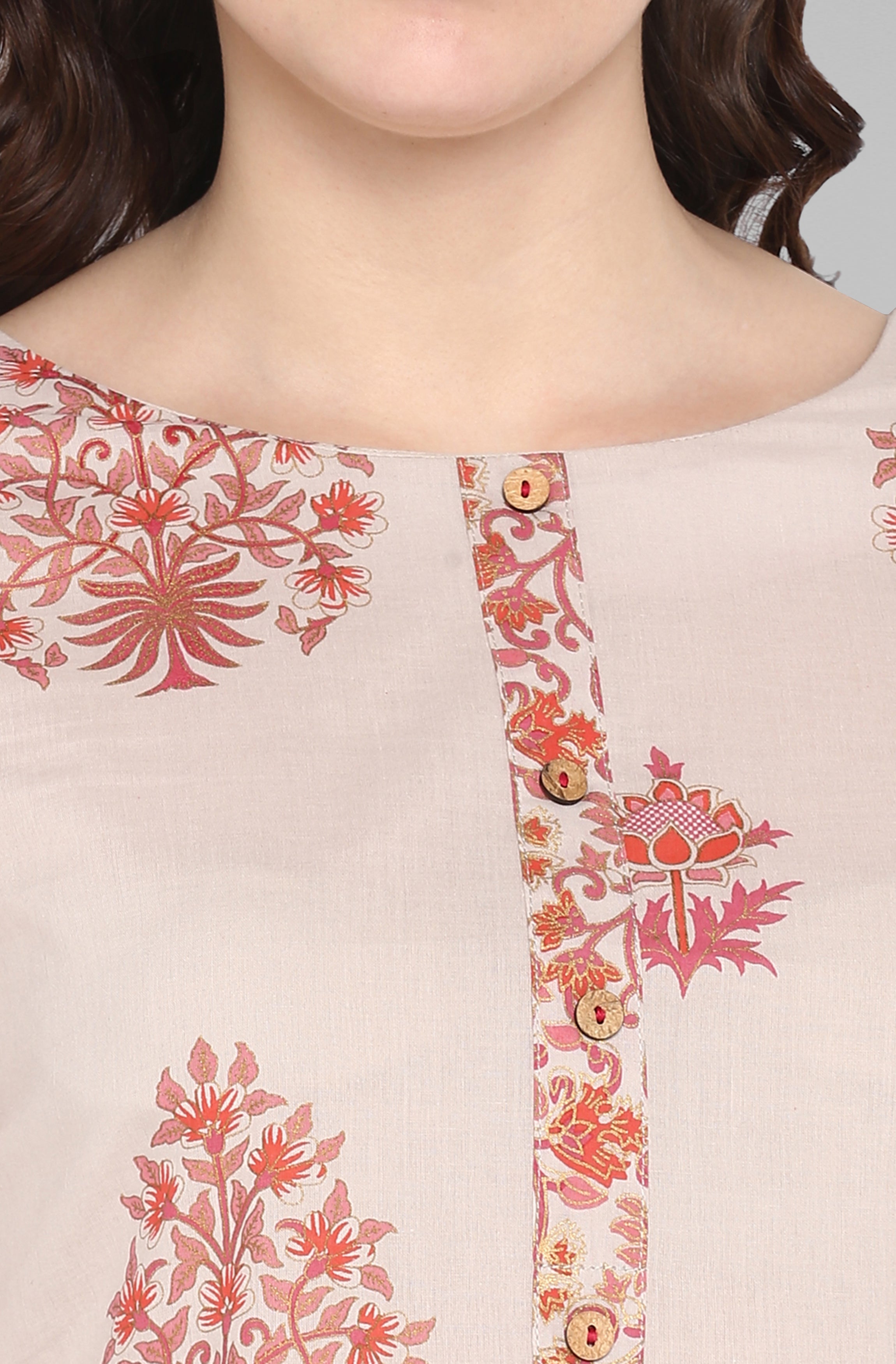 Janasya Women's Lilac Cotton Block Print Kurta With Palazzo And Dupatta - Distacart