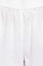 Janasya Women's White Cotton Botanical Print Kurta With Palazzo And Dupatta - Distacart
